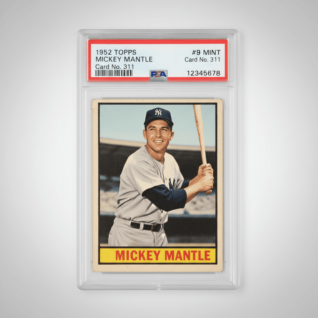 PSA graded baseball card in protective slab with clear grade label